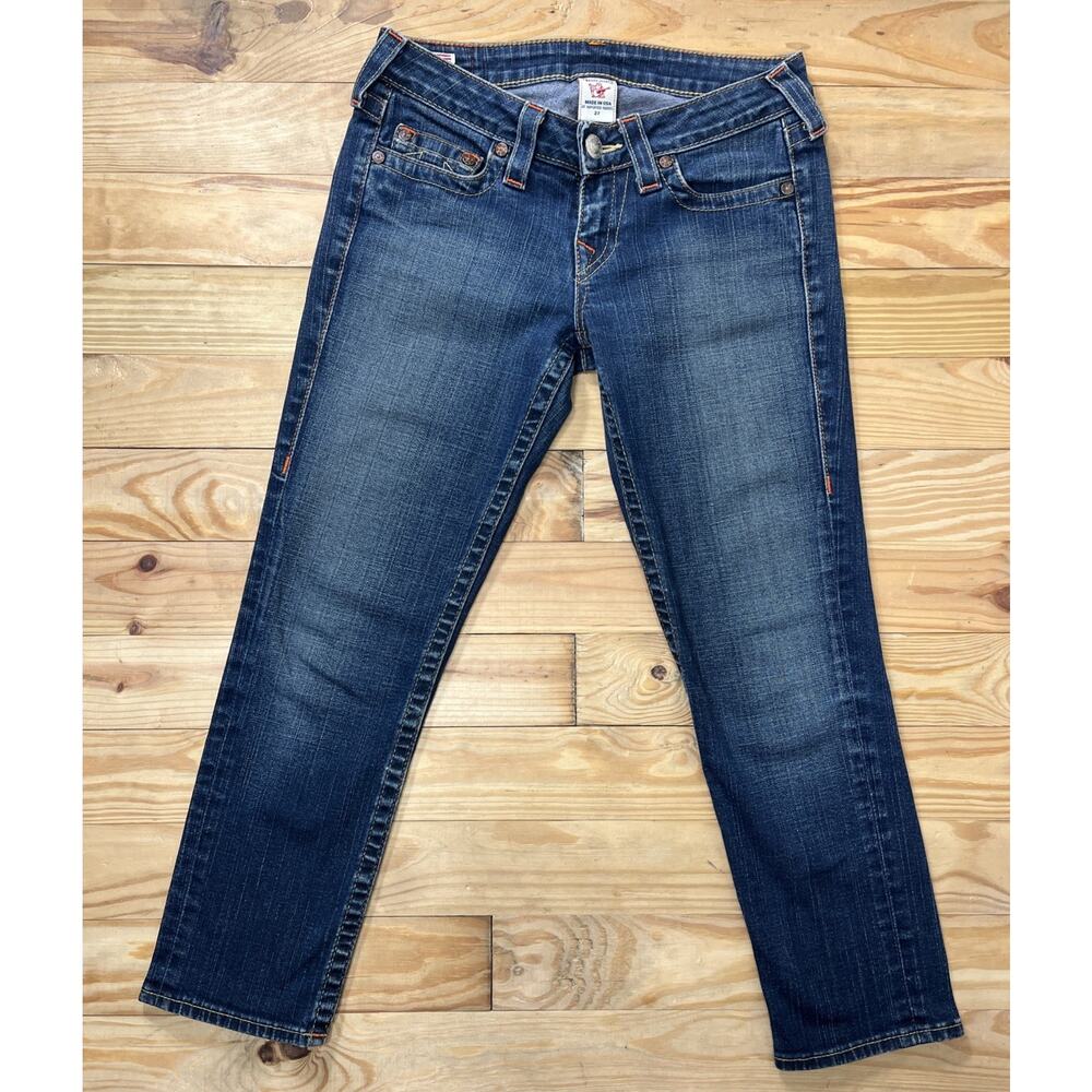 TRUE RELIGION Lizzy Stretch Cropped Low Rise Jeans Size 27 Made In USA EUC